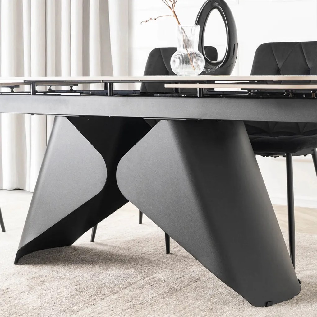 Stół VERONA Ceramiczny Rozkładany 160-240 cm Biały márvány/Czarny