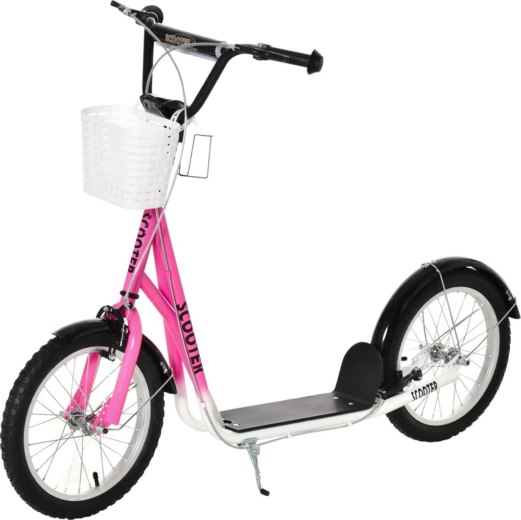 HOMCOM Roler Gyerek Roller Levegő Kerekekkel, 16 Inch Kick Scooter Magasság Állítható Kickscooter Fiúknak és Lányoknak 5-12 Éveseknek Városi Roller Gy