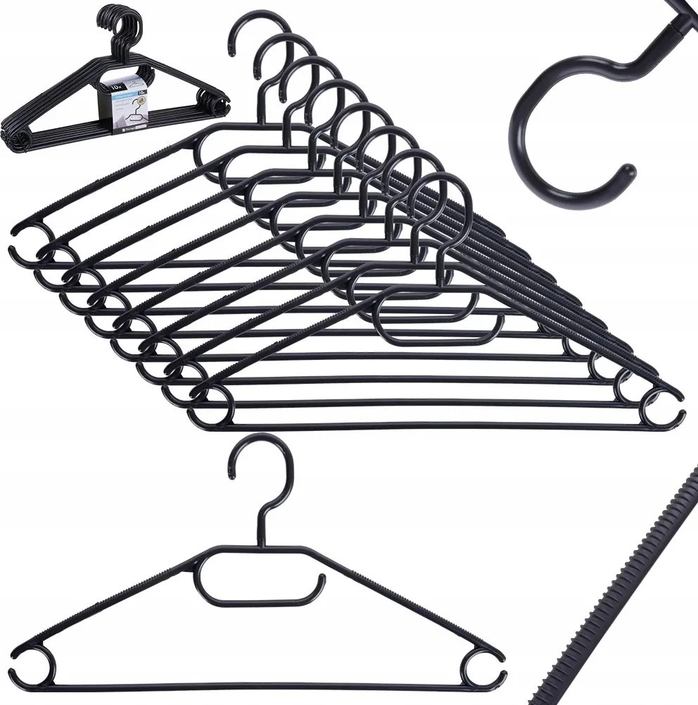 10x Ruhaakasztók fekete forgó akasztós ruhaszekrény 4 férőhelyes