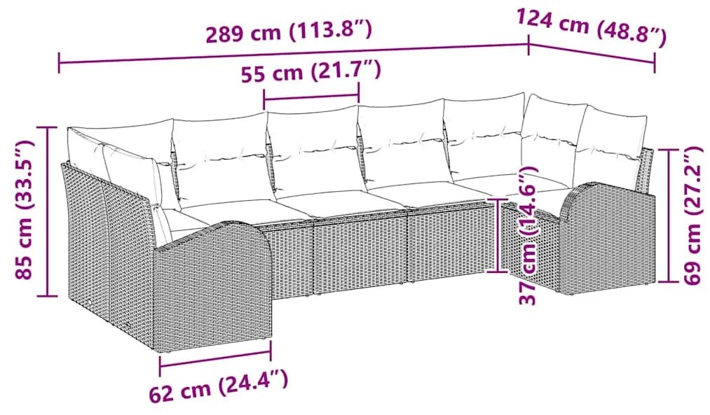 Kanapé Szett 7 pcs Bézs polirattan