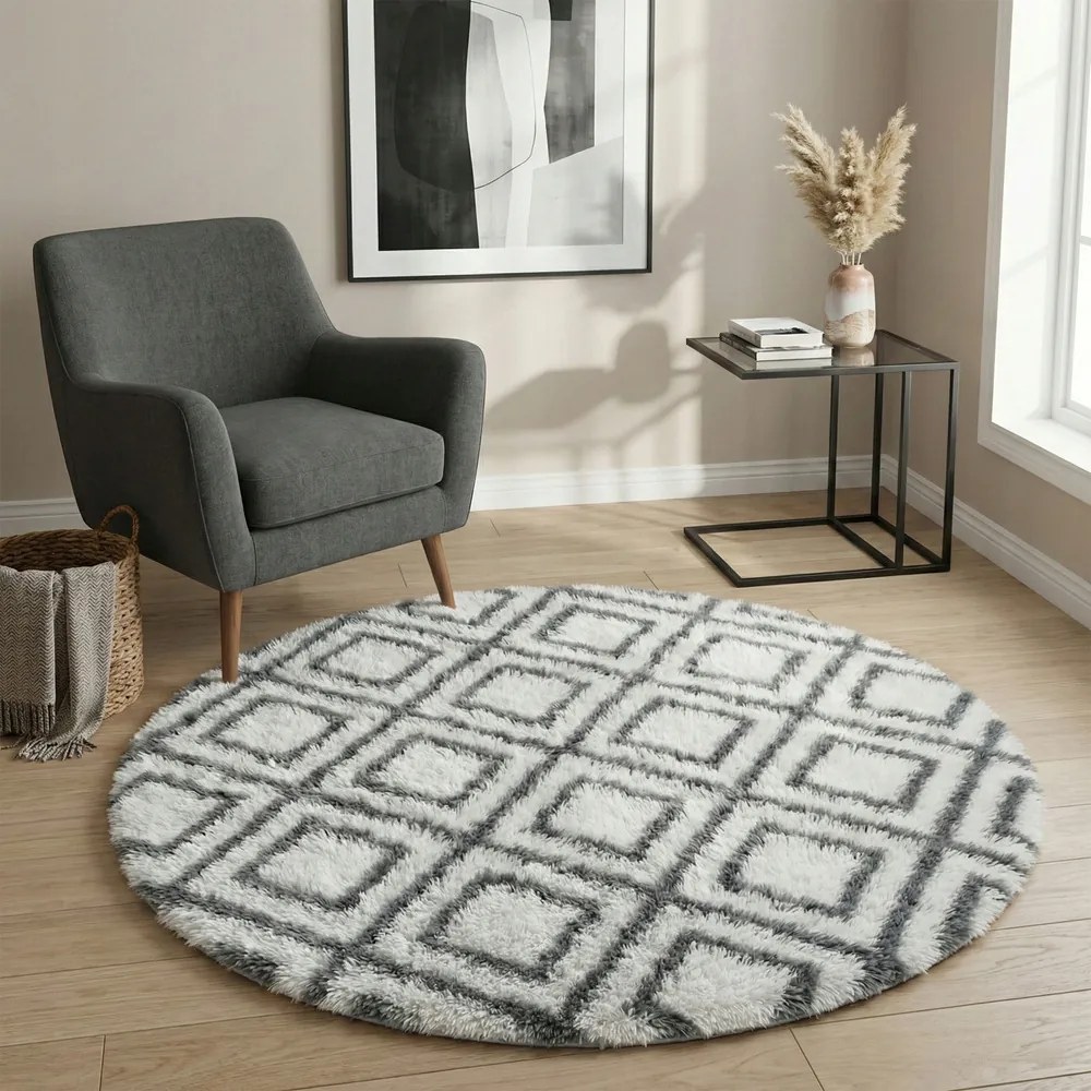 Shaggy Decor kerek szőnyeg csúszásgátló puha bolyhos 120x120 White Cube