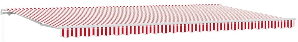 Manuális Behúzható Napellenző Piros és Fehér Csík 600x300 cm
