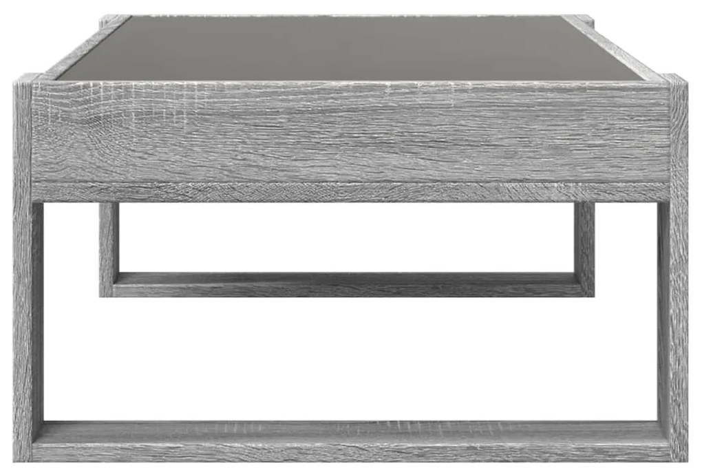 szürke sonoma végtelen hatású LED-es dohányzóasztal 90x53x30 cm