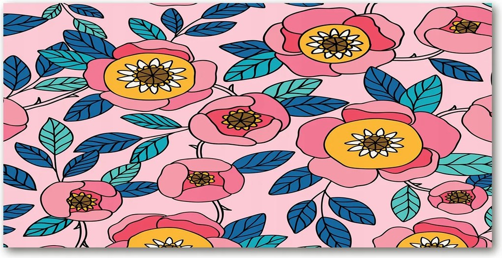 Fotó vászonkép edzett üveg Rózsaszín virágok 140x70