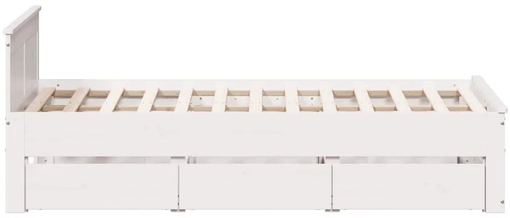 fehér tömör fenyőfa fejtámlás ágykeret matrac nélkül 120x190 cm