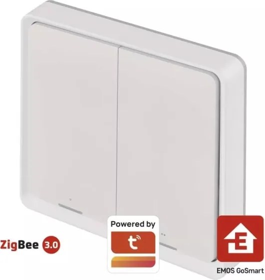 Kapcsoló 2 gombos GoSmart 1xCR2430 Tuya fehér