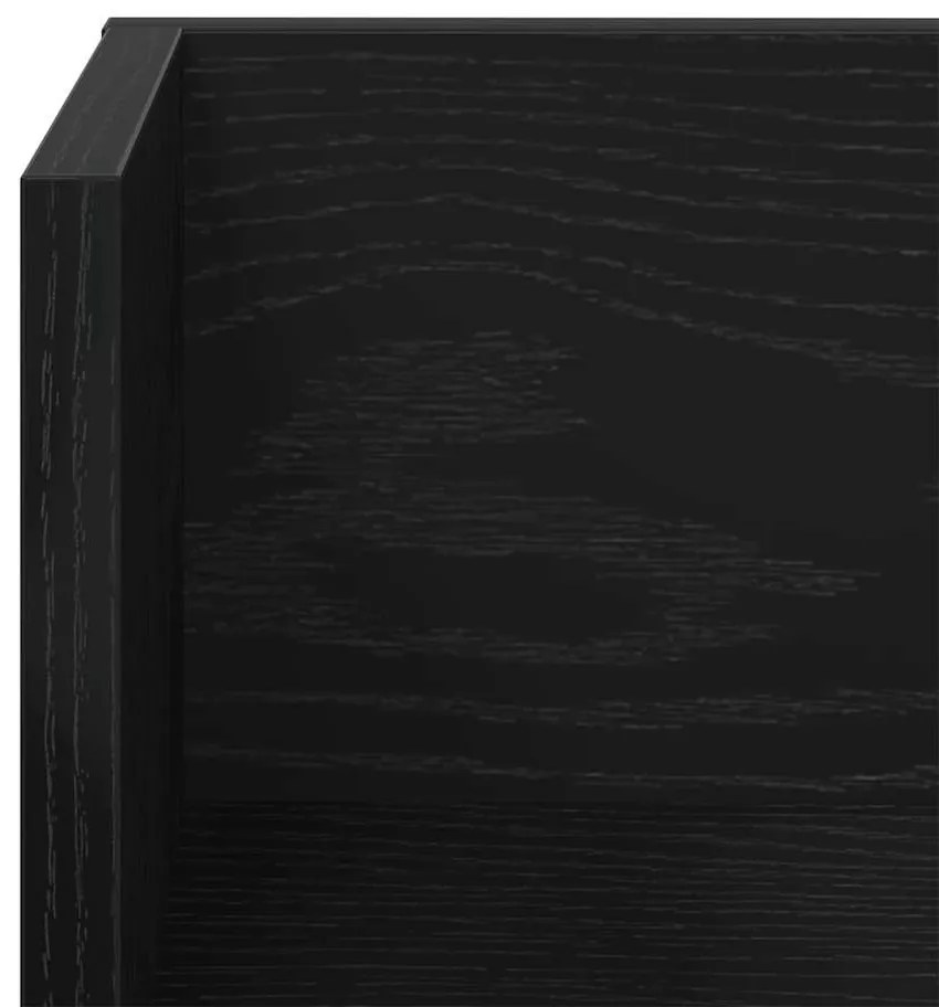 2 db fekete szerelt fa fali polc 75 x 16,5 x 16,5 cm