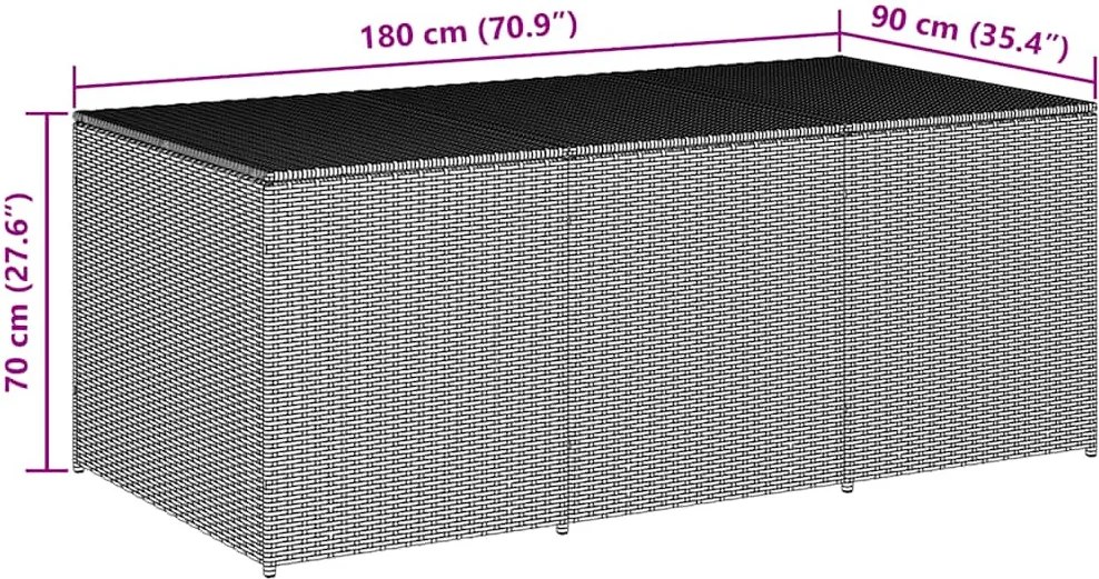 Barna Polyrattan Kerti Tárolóláda 180 X 90 X 70 Cm