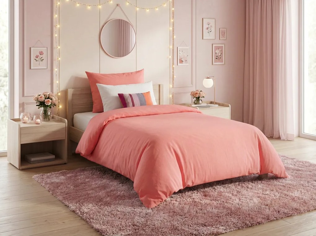 Pamut ágynemű CALMORA rózsaszín Ágyneműhuzat mérete: 2 db 70 x 90 cm | 200 x 220 cm