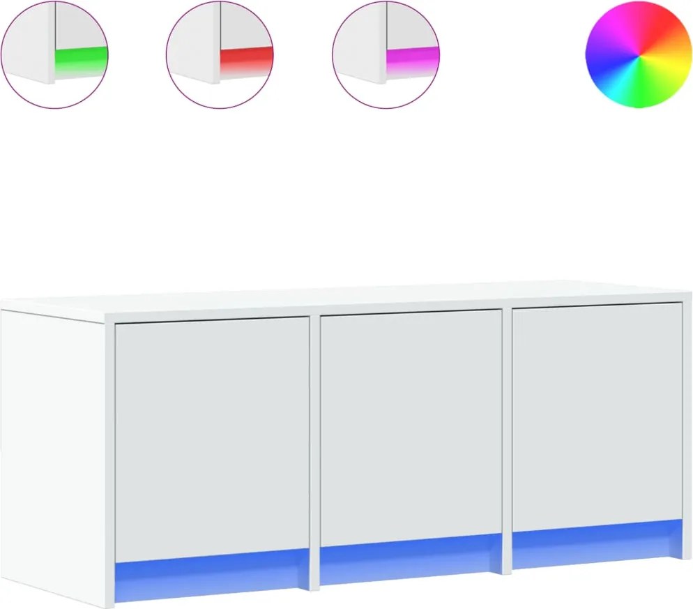 vidaXL fehér szerelt fa TV-szekrény LED-ekkel 97 x 34 x 40 cm