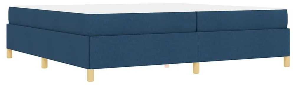 Boxrugós ágy Kék és Sötétkék és Fehér 200 x 200 cm szövet