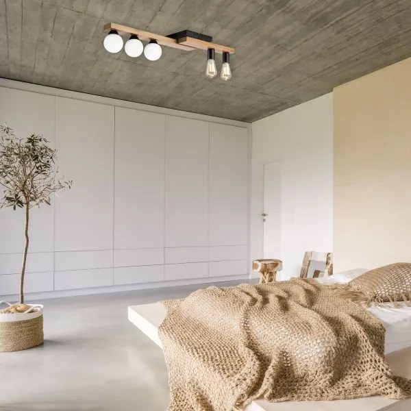 Felületre szerelhető csillár MATTE 2xE27/15W/230V + 3xG9/5W/230V fekete/tölgy