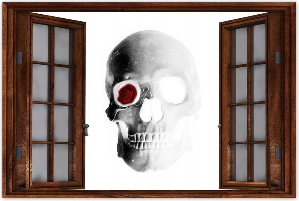Poszter 60x40 Koponya rózsával Rózsa