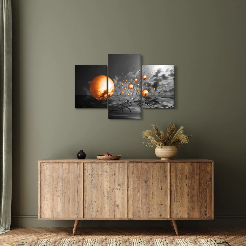 Narancssárga absztrakt gömbök képe (90x60 cm)