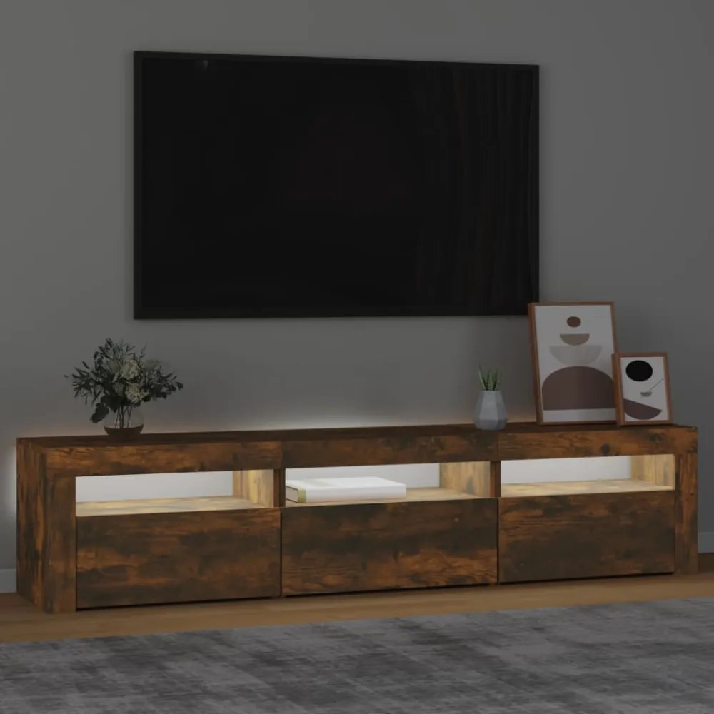 füstös tölgy színű TV-szekrény LED-világítással 180x35x40 cm