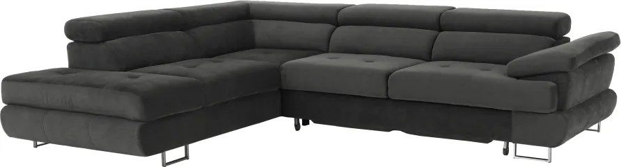 Ülőgarnitúra tárolóhellyel, szürke, szövet, balos, BUTON R