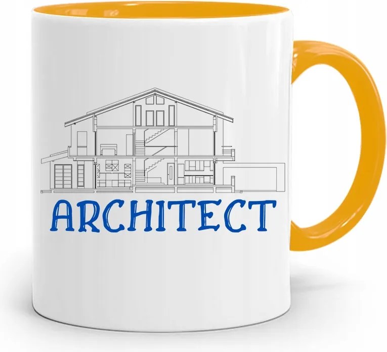 Sárga Építész Bögre Architect Ajándék fényképes nyomtatással
