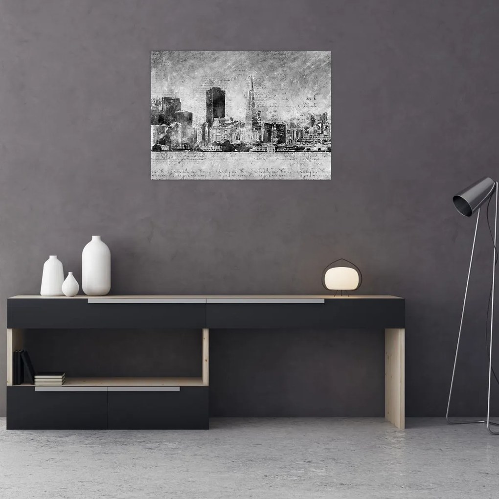 Üveg kép - Kávé művészeti város (70x50 cm)