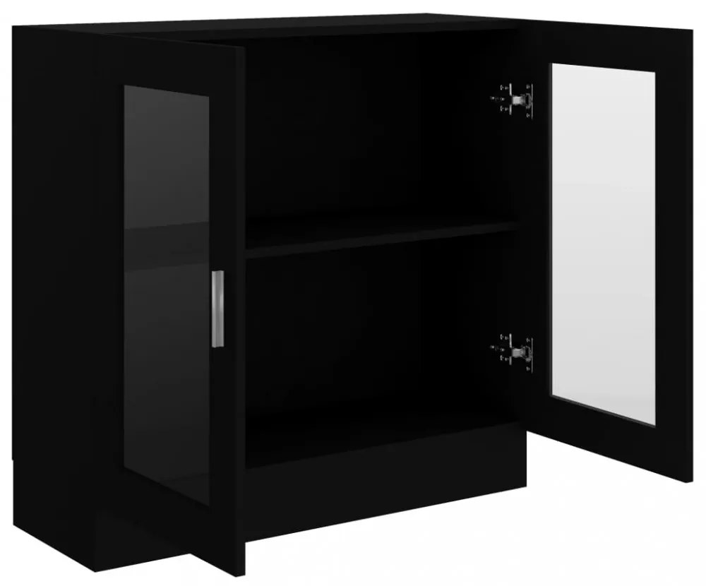 fekete szerelt fa vitrinszekrény 82,5 x 30,5 x 80 cm