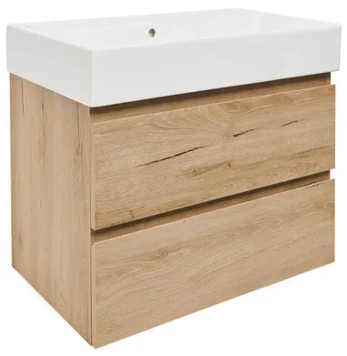 SAT B-Way Fürdőszobaszekrény mosdóval, 2 fiókos 79x50x45 cm matt tölgy BWAY280OAKU2BI
