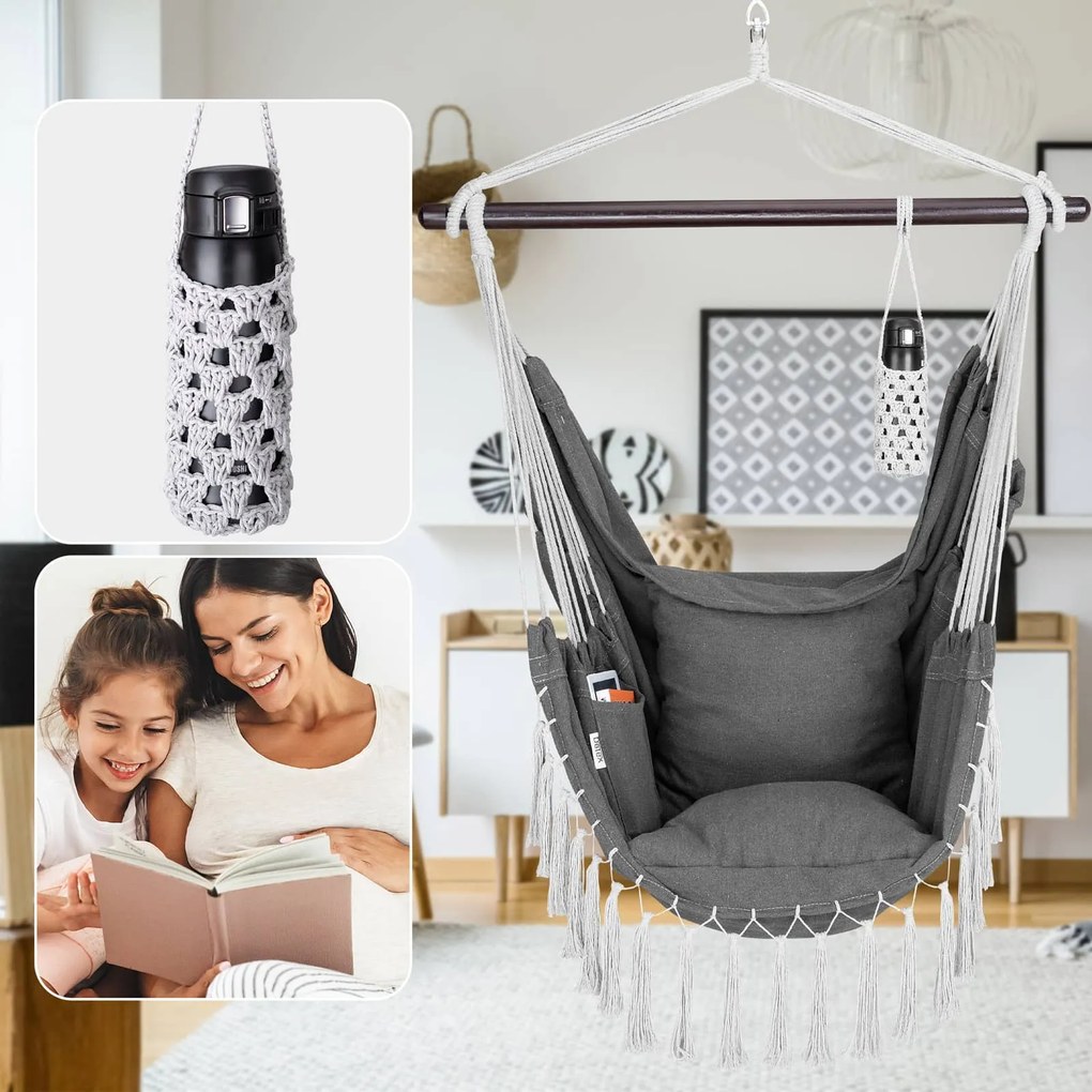 MANDY függőszék, 170x100x150cm, sötétszürke Detex