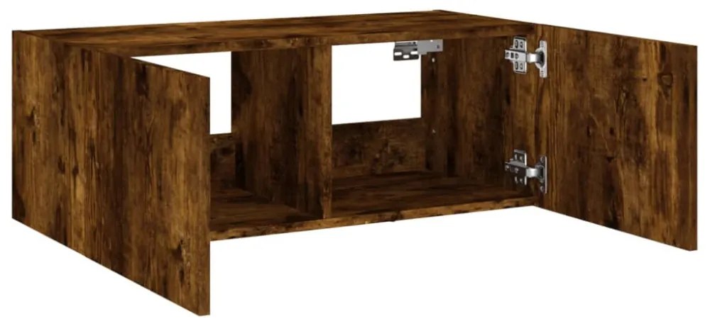 füstös tölgy színű fali TV-szekrény LED-ekkel 80x35x31 cm