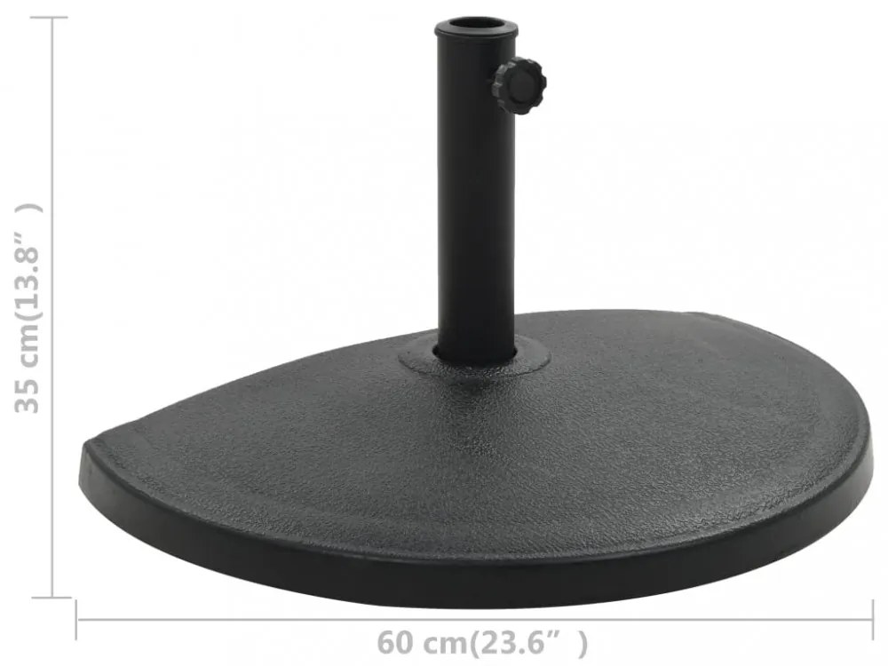 félkör alakú fekete műgyanta napernyőtalp 15 kg