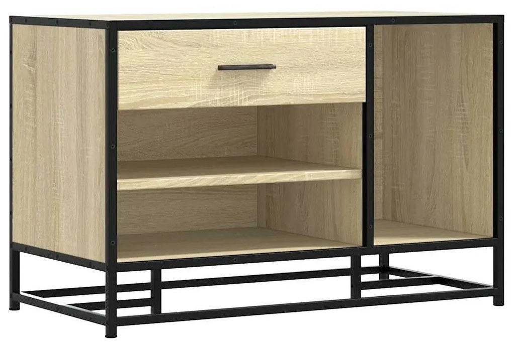 cipőpad Sonoma tölgy 80x40x53,5 cm Gépelt fa és fém