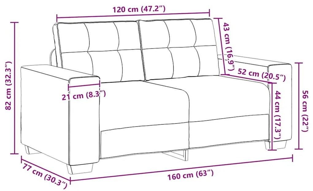 barna bársony loveseat kanapé 120 cm