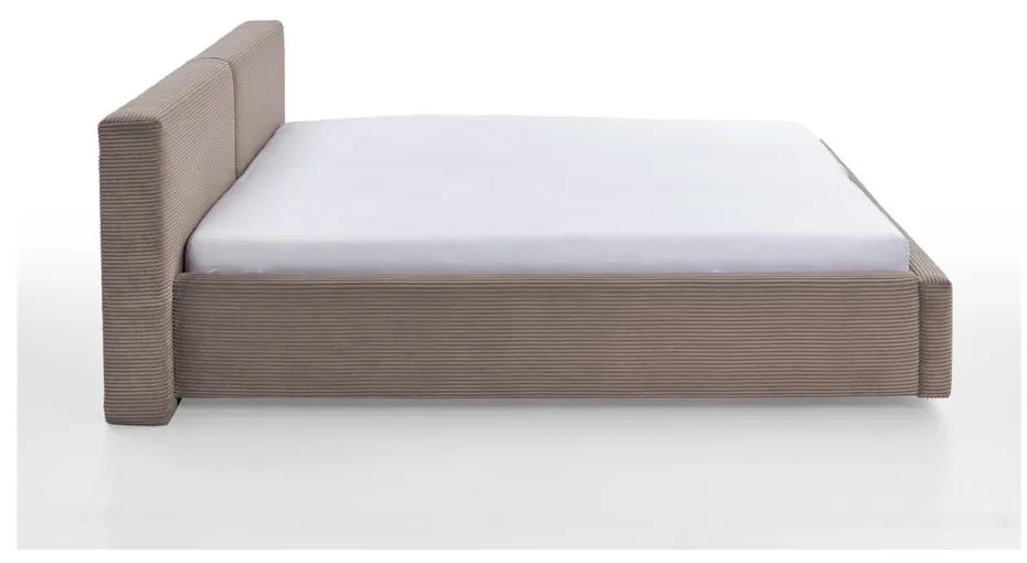 Világosbarna kárpitozott franciaágy ágyrács nélkül 160x200 cm Cube – Meise Möbel