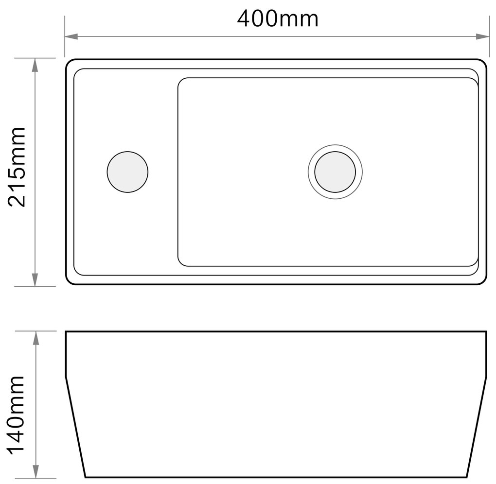 Erga Xyla R, fali/munkalapos mosdó 400x215x140 mm, jobb, fehér fényes, ERG-V03-9709L-WH