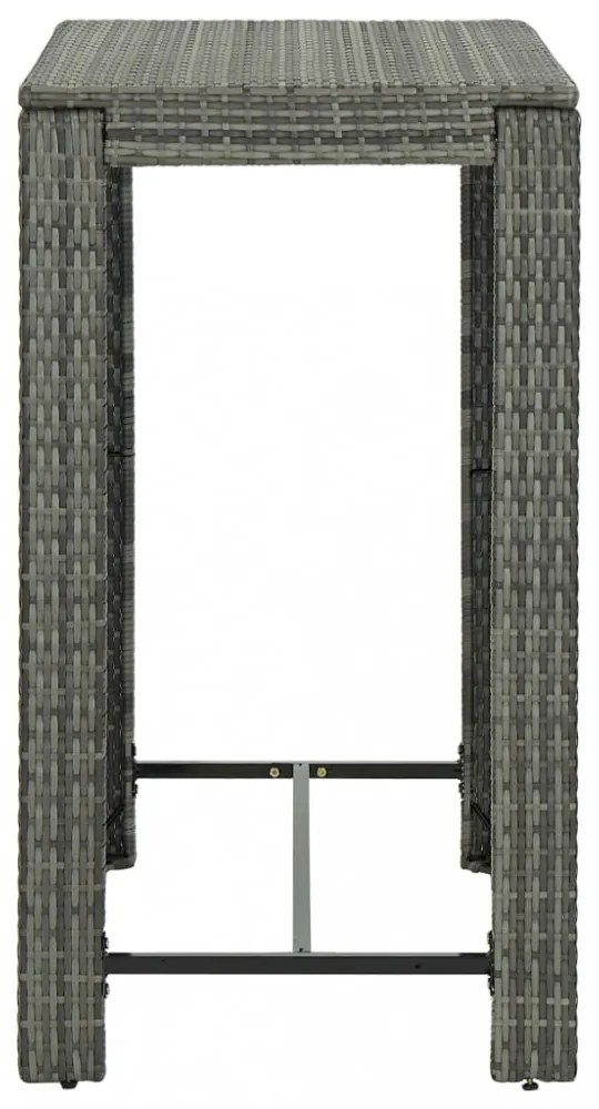 szürke polyrattan kerti bárasztal 100 x 60,5 x 110,5 cm