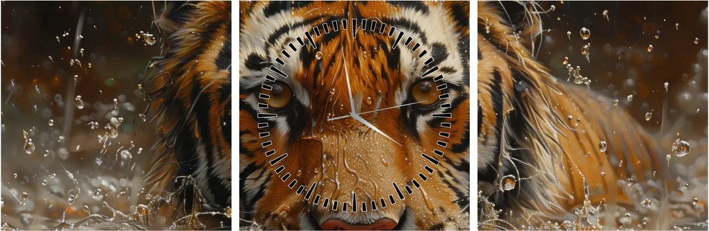 Kép - Portré egy tigris a vízben (órával) (90x30 cm)