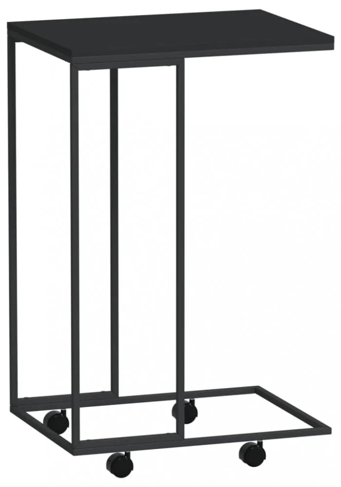 fekete szerelt fa kisasztal kerekekkel 40 x 30 x 63,5 cm
