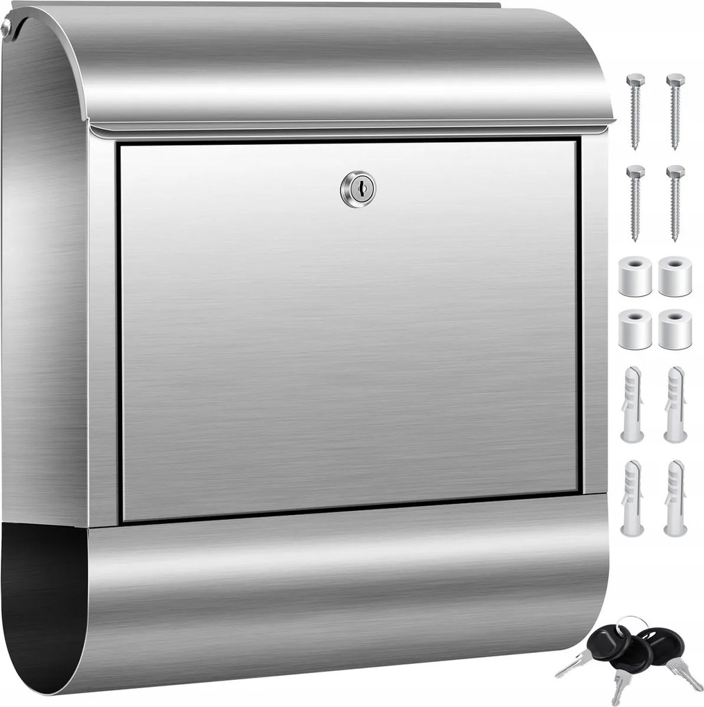 Kesser postaláda rozsdamentes acél, ezüst, újságtartóval