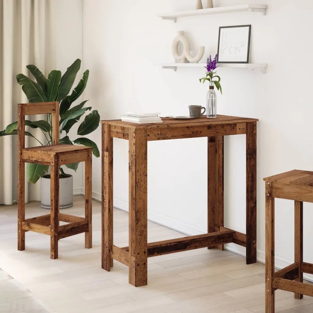 antik fa színű szerelt fa bárasztal 102 x 50 x 103,5 cm