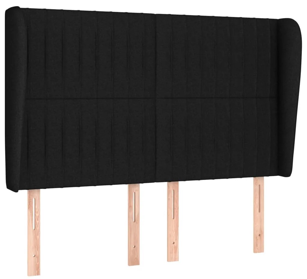fekete szövet fejtámla szárnyakkal 147 x 23 x 118/128 cm