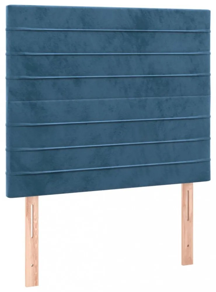 sötétkék bársony ágykeret matrac nélkül 80 x 200 cm
