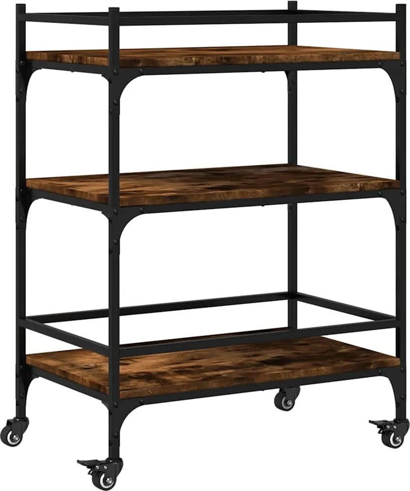 vidaXL füstös tölgy színű szerelt fa zsúrkocsi 65 x 40 x 86,5 cm