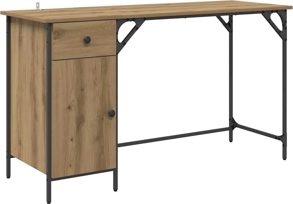 vidaXL Számítógépes asztal Artisan tölgy 131 x 48 x 75 cm Faanyag