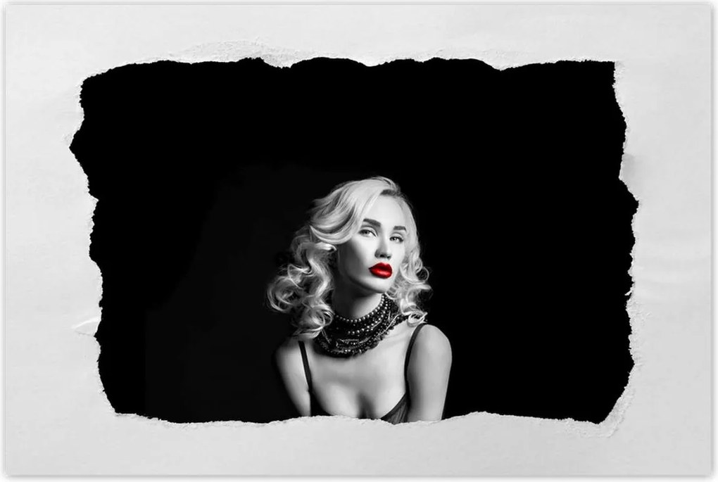 Poszterek 120x80 Csaj piros szájjal