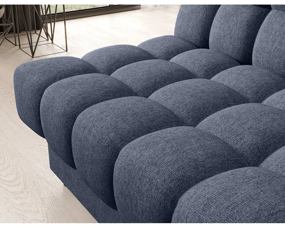 Kék zsenília kinyitható-tárolóhelyes kanapé 197 cm Clareta – ELTAP