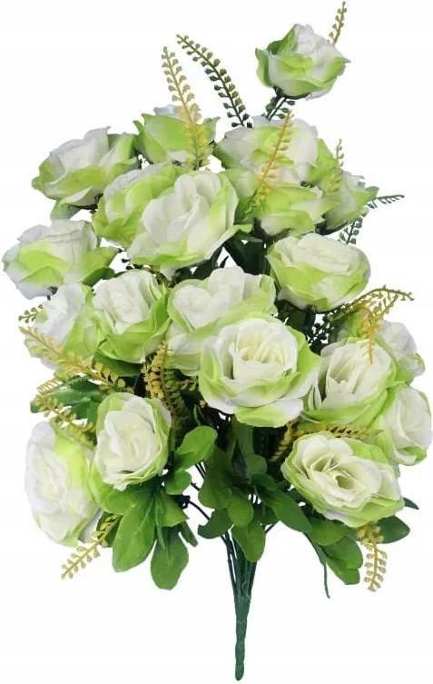 Mesterséges Rózsa Csokor Zöld 20 db Kész Kötés Tavaszi Virágok