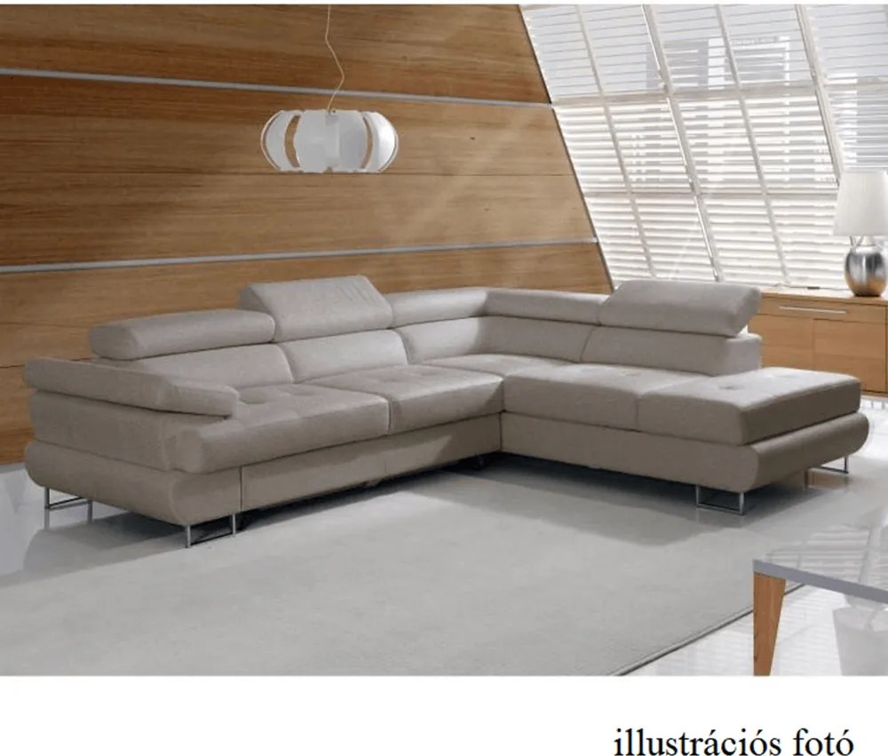 Ülőgarnitúra tárolóhellyel, világosbarna melír, szövet, jobbos, BUTON R