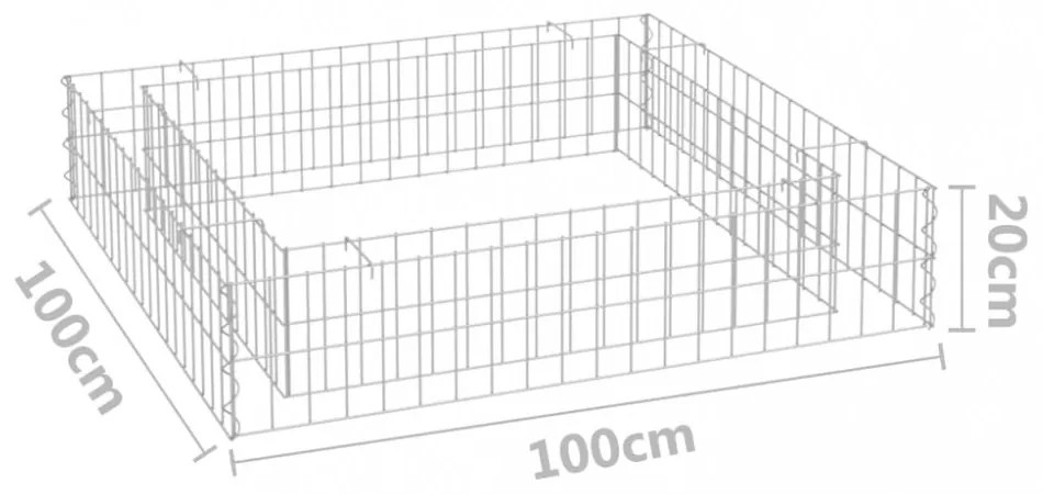 horganyzott acél gabion magaságyás 100 x 100 x 20 cm