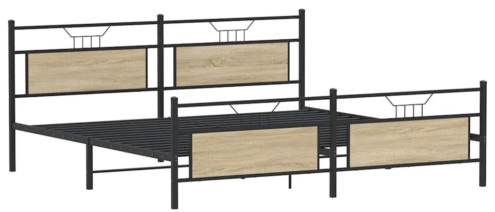 sonoma tölgy színű fém ágykeret matrac nélkül 193 x 201 cm