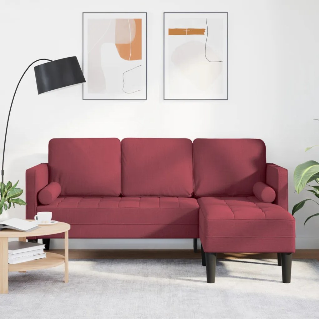 3-Fős L-alakú kanapé Bordó 160 cm Szövet