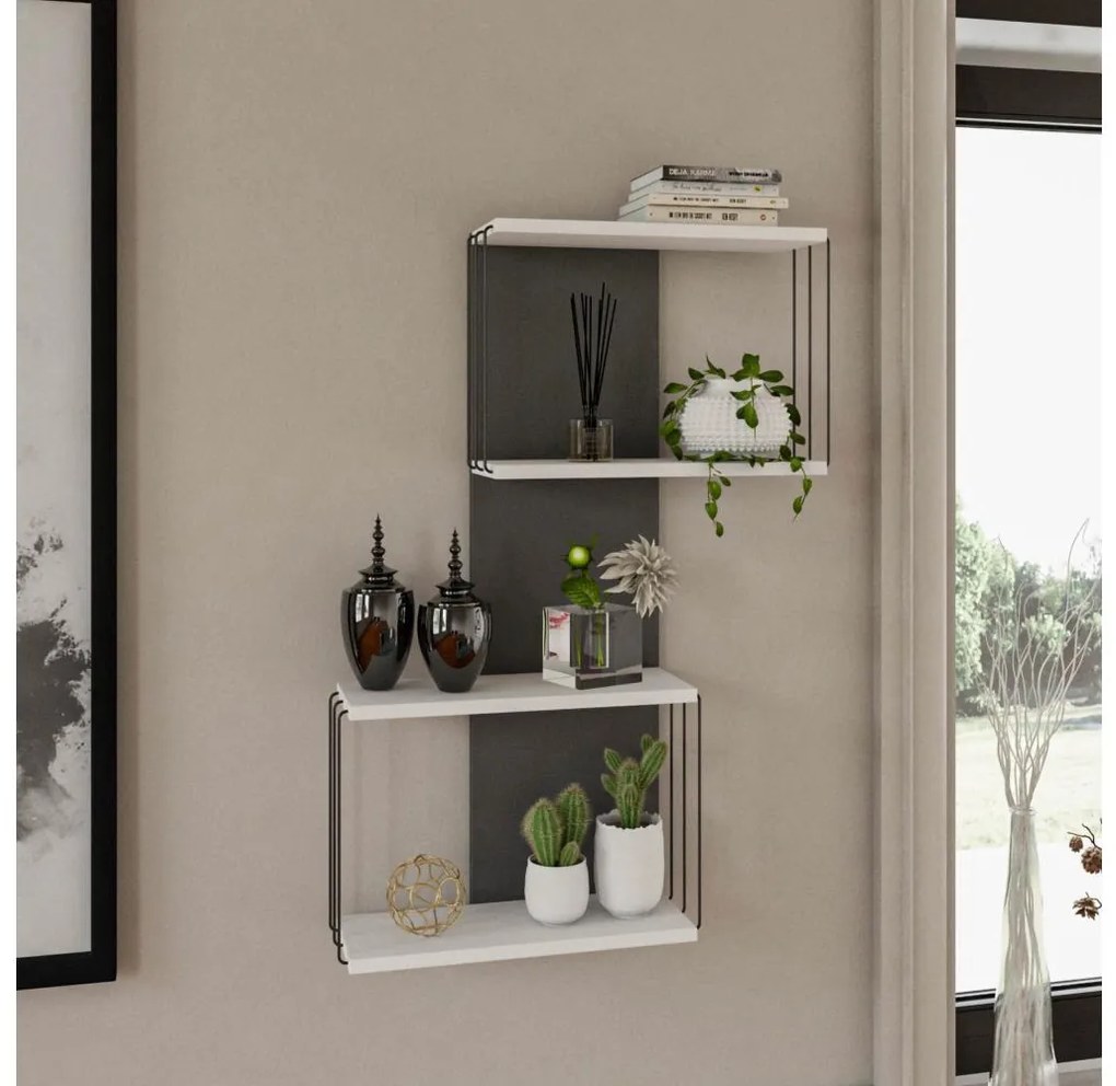 Fali polc DESTAN 96x65 cm fehér/antracit