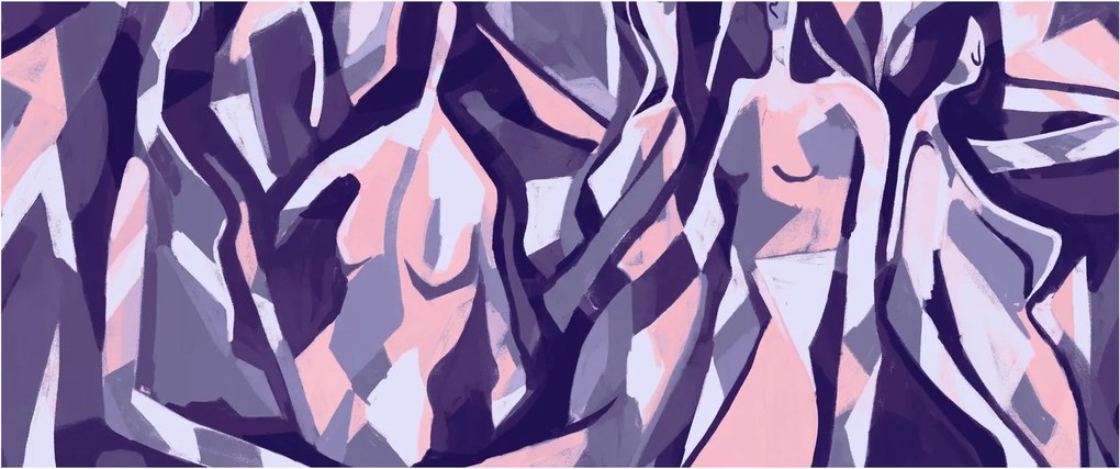 Kép - absztrakt nők (120x50 cm)