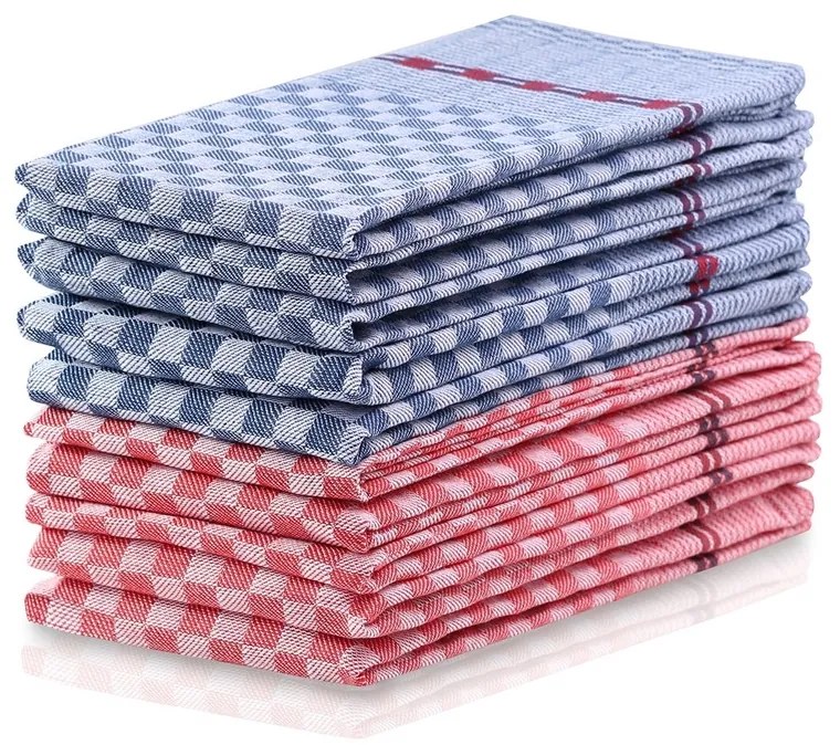 DecoKing Louie konyharuha, kék, piros, 50 x 70 cm, 10 db-os készlet